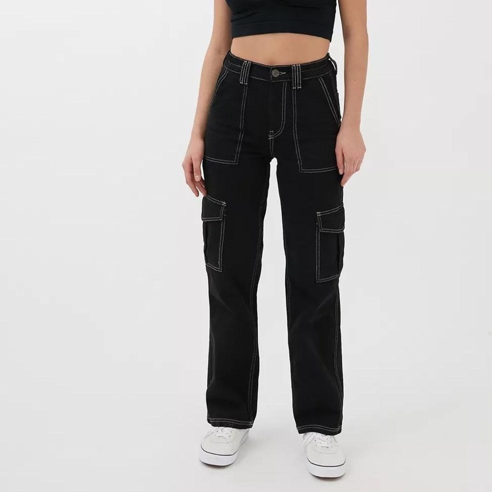 Black Contrast Cargo Pants